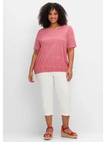 sheego Kurzarmshirt in magenta-gemustert