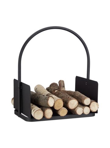relaxdays 2tlg. Kaminholz-Set in Schwarz