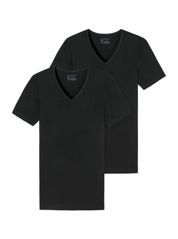 Schiesser Unterhemd / Shirt Kurzarm 95/5 Organic Cotton in Schwarz