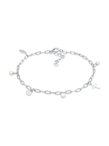 Elli Armband 925 Sterling Silber Feder, Herz, Kreuz in Silber