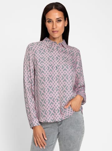 Heine Druckbluse in steingrau-hellrosé-bedruckt