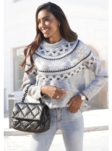 LASCANA Norwegerpullover in grau meliert