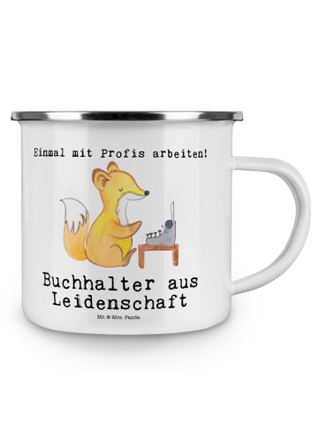 Mr. & Mrs. Panda Emaille Tasse Buchhalter Leidenschaft mit Spruch in Weiß