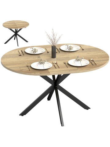 HOMCOM Ausziehbarer Esstisch-135L x 100B x 75H cm-Naturholz