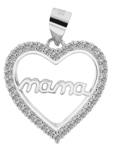 Adeliás Damen Anhänger Herz aus 925 Silber mit Zirkonia in silber