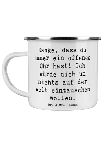 Mr. & Mrs. Panda Camping Emaille Tasse Spruch Freund fürs Leben ... in Weiß