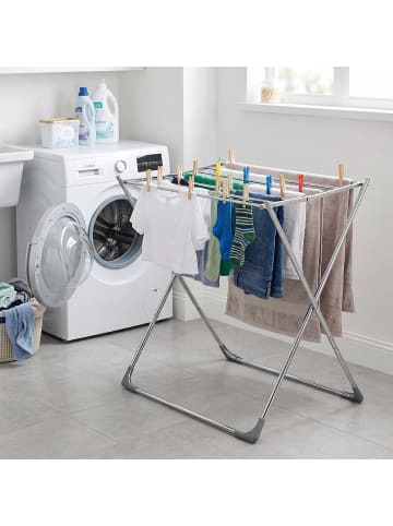 relaxdays Wäscheständer in Silber - (B)86 x (H)77 x (T)57 cm