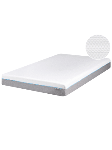 Beliani Matratze GLEE in Weiß/Grau/Blau - (W) 120 x (H) 20 x (L) 200 cm H2/3 Mittel