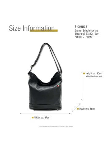 Florence Leder Schultertasche, Shopper Florence Tasche schwarz ca. 37cm