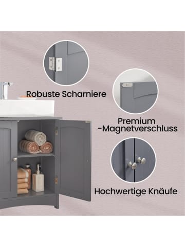 VASAGLE Badezimmerschrank in Mystisches Grau - (B)60 x (H)60 x (T)30 cm