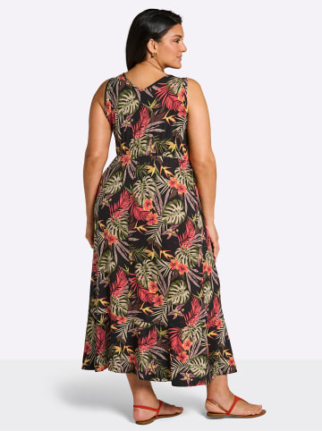 sheego Jersey-Kleid in schwarz-burgund-bedruckt