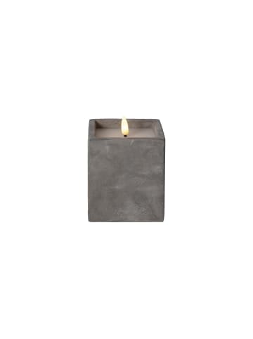 STAR Trading LED Blockkerze ,Flamme Cem', Zement, grau, 11,5cm