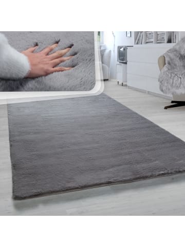 KADIMA DESIGN Hochflor Teppich Unifarben schmutzabweisend in Anthrazit