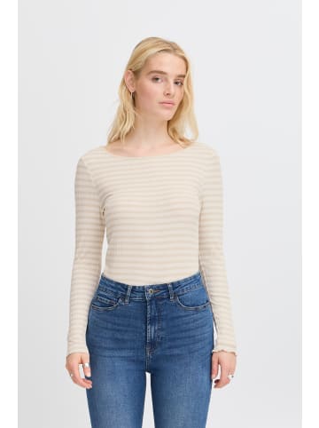 ICHI Langarm IHCELLA Tight fit in Oatmeal stripe