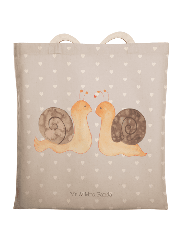 Mr. & Mrs. Panda Stofftragetasche Schnecken Liebe ohne Spruch in Grau Pastell