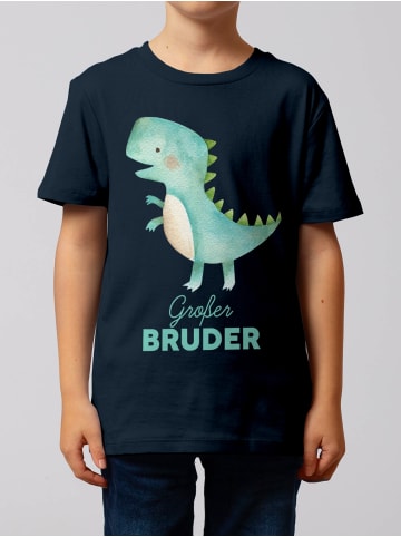 wat? Apparel T-Shirt Dinosaurier 03 Großer Bruder in Dunkelblau