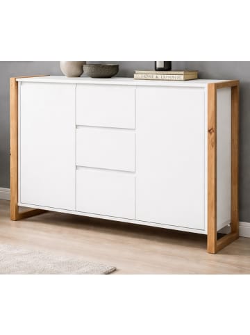Furn.Design Sideboard weiß, Eiche Artisan 120 x 88 cm, Kommode mit viel Stauraum