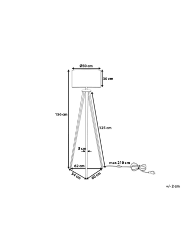Beliani Stehleuchten STILETTO in Grau/Schwarz - (W) 50 x (H) 156 x (L) 50 cm