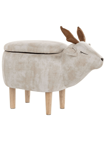 Beliani Tierhocker REINDEER in Beige/Heller Holzfarbton - (W) 63 x (H) 40 x (L) 31 cm