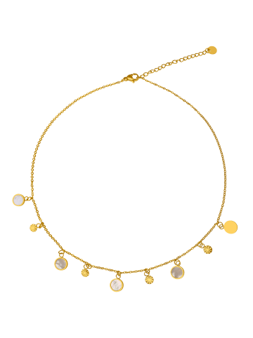 ANELY Edelstahl Perlmutt Coin-Choker Halskette in Gold