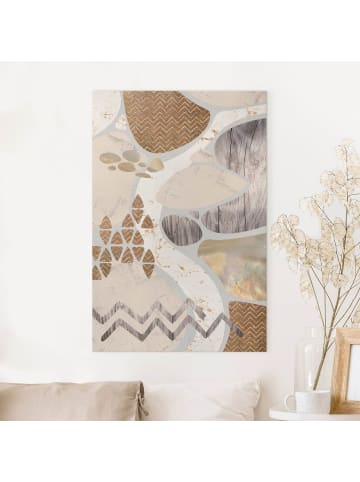 WALLART Leinwandbild - Abstrakter Steinbruch Pastellmuster in Creme-Beige