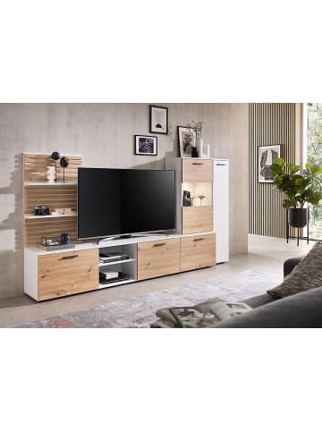 home24 Beleuchtete Wohnwand Koono 4-teilig in Weiß