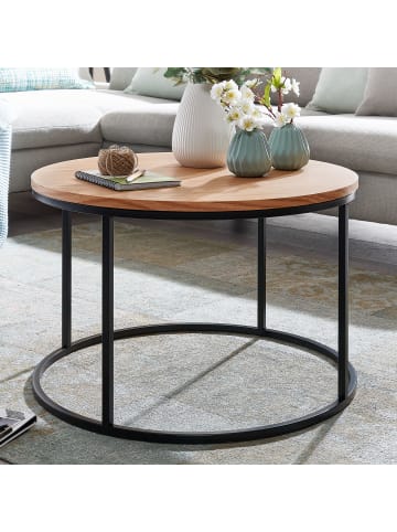 KADIMA DESIGN Couchtisch 70x70x45 cm Sofatisch Holz / Metall Wohnzimmertisch Eiche,