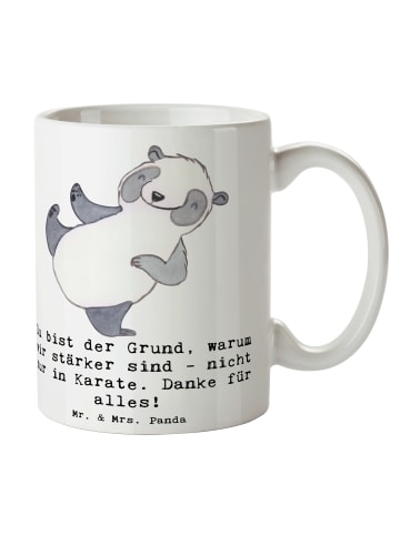 Mr. & Mrs. Panda Tasse Karate Trainerin Stärke mit Spruch in Weiß