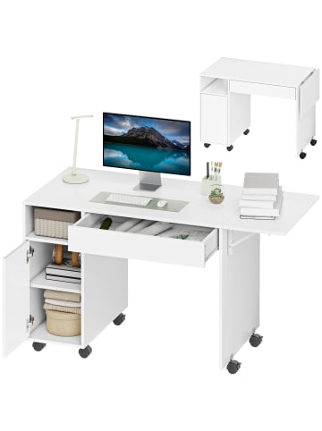 HOMCOM Schreibtisch-130L x 58B x 73,2H cm-Weiß