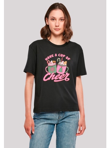 F4NT4STIC Ladies Everyday Tee Have a Cup of Cheer Weihnachten in schwarz