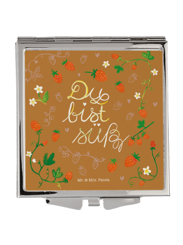 Mr. & Mrs. Panda Schminkspiegel Erdbeeren Süß mit Spruch in Bunt