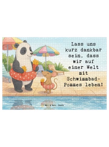 Mr. & Mrs. Panda Puzzle Panda Schwimmbad Pommes Design mit Spruch in Weiß