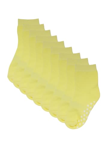 Yalion 9er Pack Antirutschsocken Halbplüsch in Gelb