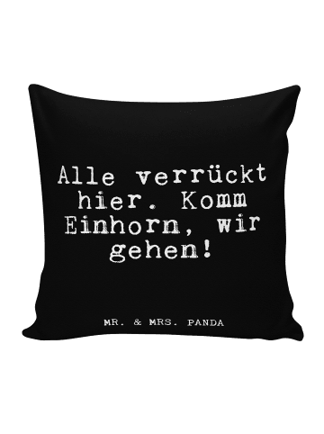 Mr. & Mrs. Panda Zierkissen Alle verrückt hier. Komm... mit Spruch in Schwarz