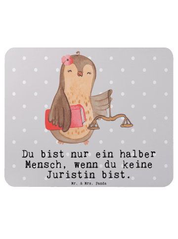 Mr. & Mrs. Panda Mauspad Juristin Herz mit Spruch in Grau Pastell