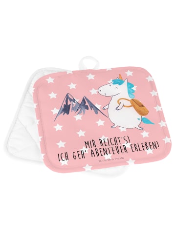 Mr. & Mrs. Panda Topflappen Einhorn Bergsteiger mit Spruch in Rot Pastell