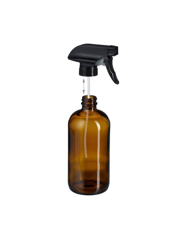 relaxdays 4 x Sprühflasche in Braun/ Schwarz - 500 ml