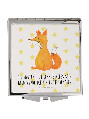 Mr. & Mrs. Panda Kosmetikspiegel Einhorn Wunsch mit Spruch in Weiß