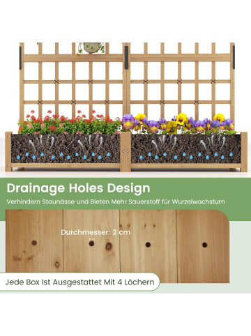 COSTWAY Blumenkasten mit Spalier & Dach 180x48x183cm in Beige