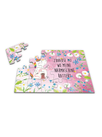 Mr. & Mrs. Panda Puzzlespiel Einhorn Näherin mit Spruch in Rot Pastell