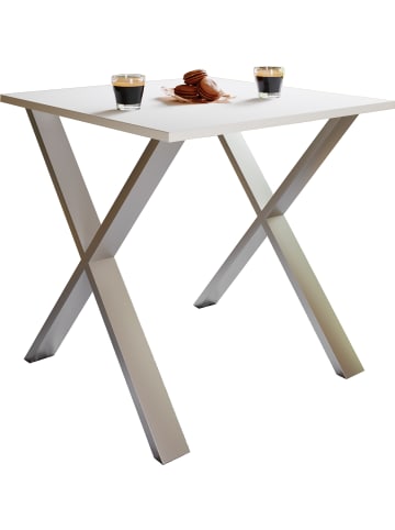 VCM  Premium Holz Esstisch Tisch Xona X Silber in Silber / Weiß