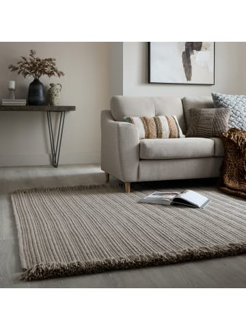 KADIMA DESIGN Teppich Kurzflor Farmhaus Unifarben, Wohnzimmer in Grau