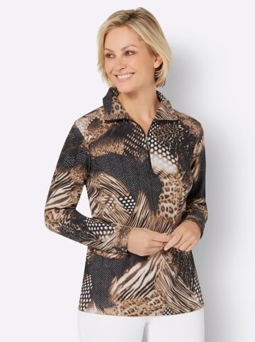 Sieh an! Langarm-Shirt in sand-schwarz-bedruckt