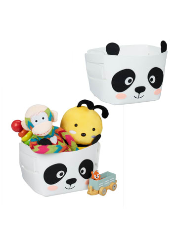 relaxdays 2 x Aufbewahrungskorb "Panda" in Weiß/ Schwarz - (B)27 x (H)24 x (T)18 cm