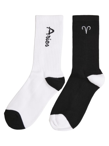 Mister Tee Mister Tee Unisex Zodiac Socks 2-Pack in black/white aries
