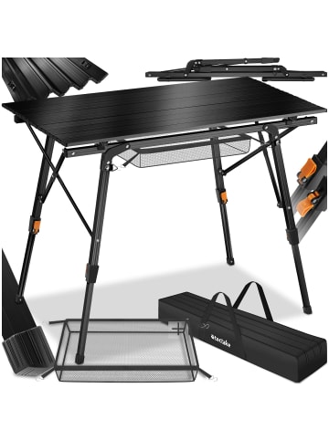 tectake Aluminium Campingtisch Tina 90 x 52 x 47 - 70 cm, schwarz
