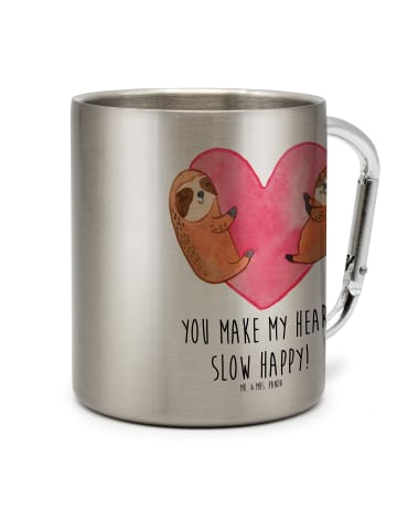 Mr. & Mrs. Panda Thermobecher Faultiere Herz mit Spruch in Silber