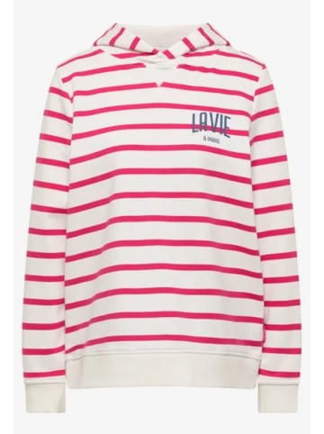 Cecil Striped Hoody mit Brustdruck in Beetroot Pink
