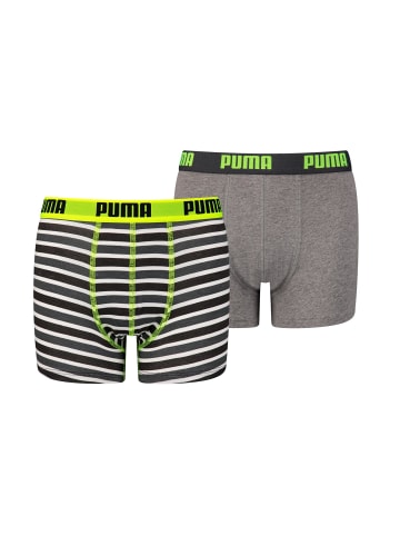 Puma Boxershorts JUNGEN BASIC BOXER Printed Stripes 2P in Fluo Yellow / Grey