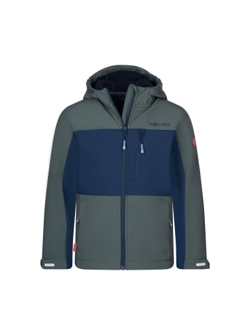 Trollkids Softshell Winterjacke Bergsfjord in ivy/navy